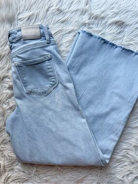 PAIGE Harper Ankle Kianni Distressed Jeans 25 High Rise Wide Leg Raw Hem